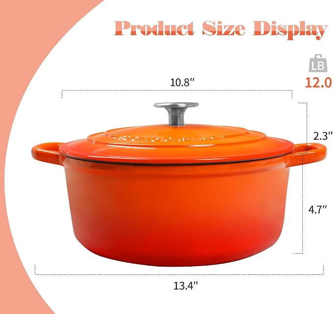 EDGING CASTING Enameled Cast Iron Dutch Oven, 5.5 Quart, Round Cast Dutch Ovens - Image 3
