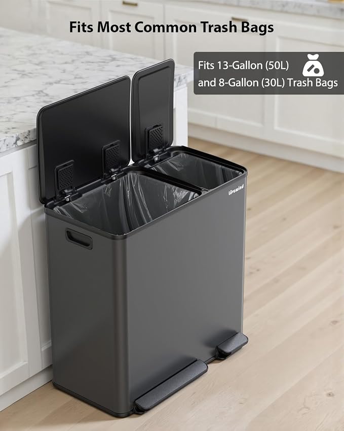 Lovewind Dual Trash Can, 14 + 6 Gallon Garbage Can - Image 7