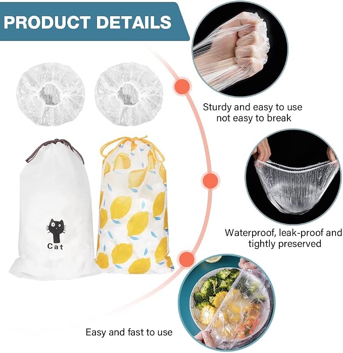 200PCS Plastic Elastic Bowl Covers Reusable, Food Storage Covers - Image 6