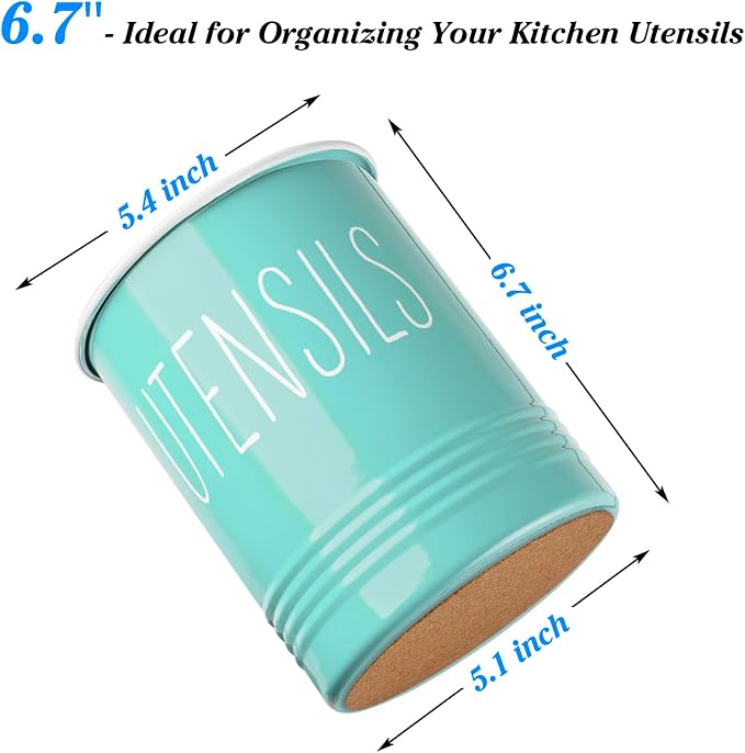 Bivvclaz Teal Kitchen Utensil Holder, 6.7" Utensil Holder - Image 2