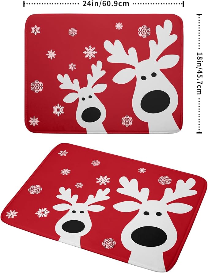 Christmas Dish Drying Mat for Kitchen Counter Cute Reindeer Winter Microfiber - Image 2