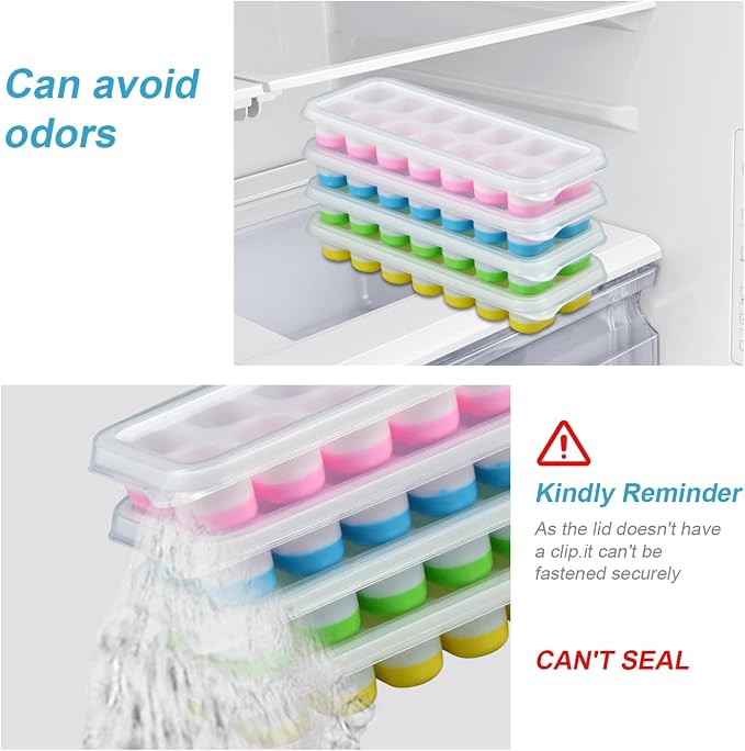 Ice Cube Tray with Lid, Easy-Release, Ice Cube Tray, Spill-Resistant, - Image 6