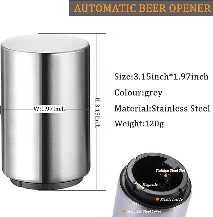 Premium Automatic Beer Bottle Opener, No Damage to Caps, Portable Push Down and - Image 2