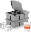Large Ice Cube Molds Tray with Lid, Pack of 2, Stackable Big Silicone