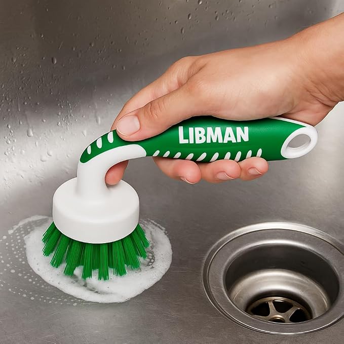 Libman Curved Kitchen Brush, Cleaning Scrub Brushes, Ergonomic Dish Scrubber - Image 3