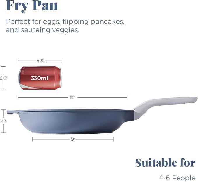 PRICUSIS Nonstick Ceramic Frying Pan, 8/10/12 Inch Non Toxic Skillet, Egg & - Image 2