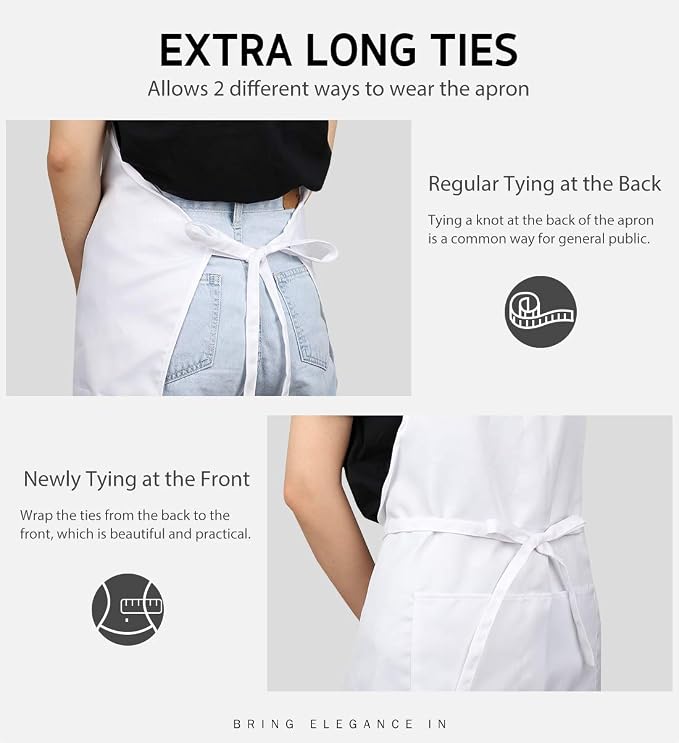 Syntus 12 Pack Bib Apron, Unisex Aprons Adjustable 100% Cotton - Image 5