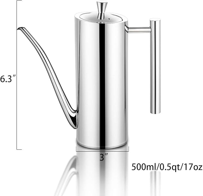 Sumerflos Olive Oil Dispenser Bottle Stainless Steel, 500ml/17oz Drip-Free - Image 2