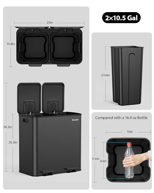 Lovewind Trash Can, 2 x 10.5 Gallon Garbage Can - Image 8