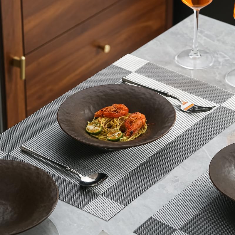 8 Inch Elegant Porcelain Dinner Plates, Round Appetizer Plates
