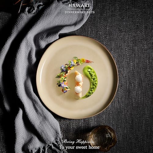 HaWare Stoneware Salad Plates Set of 6, 7.9” Heavy Duty Ceramic