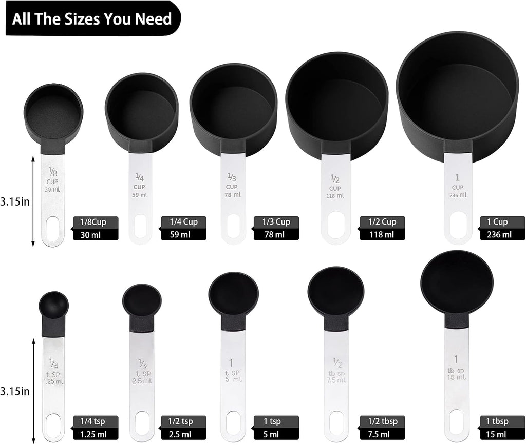 Measuring Cups and Spoons Set of Huygens Kitchen Gadgets 10 Pieces