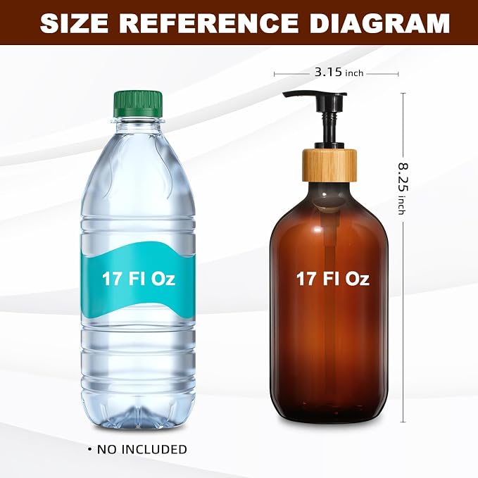 KASUNTING Amber Soap Dispenser Plastic, 17 Fl Oz Hand and Dish Dispenser Set - Image 2