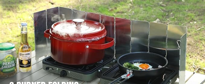 REDCAMP Folding Outdoor Stove Windscreen, 12 Plates Aluminum Camping Stove - Image 3