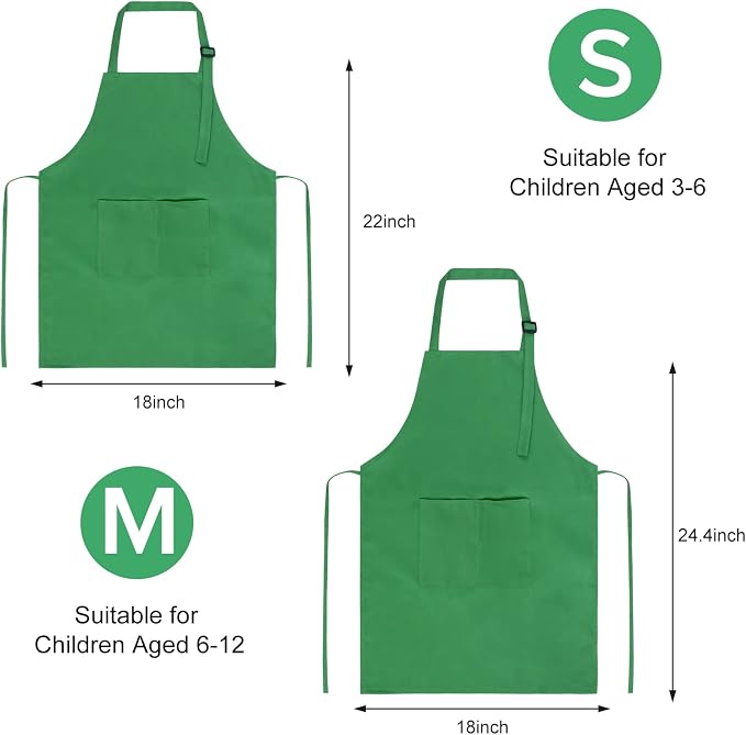SINLAND Kids Apron with Pocket 2 Pack Children Chef Apron - Image 6