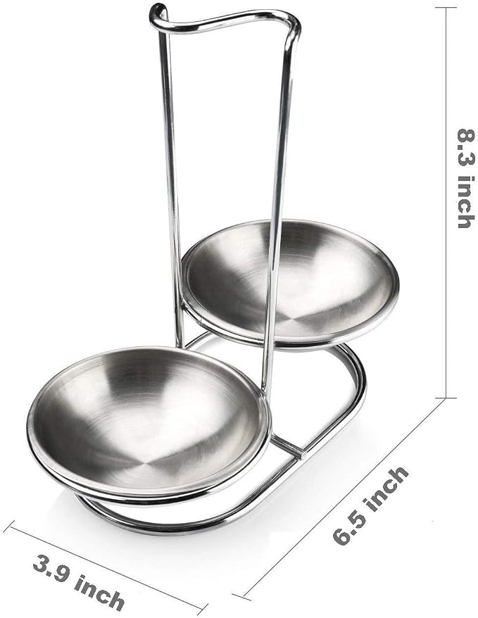 304 Stainless Steel Double Ladles Holder Vertical Spoon Rest Cooking Utensils - Image 4