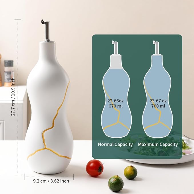 BosilunLife Ceramic Olive Oil Dispenser Bottle, 22 Oz Oil Cruet - Image 2