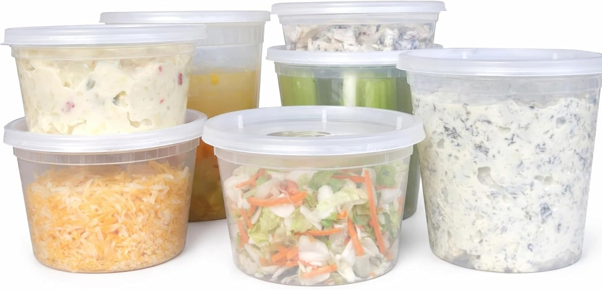 8 oz [15 Pack] BPA Free Plastic Deli Food Storage Containers with Lids