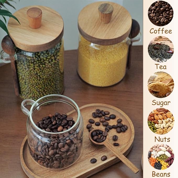 ANSQU Glass Jar with Lid, 20.3oz Food Storage Containers Coffee Jar Coffee - Image 7