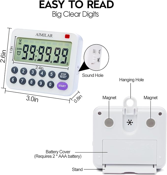 AIMILAR Magnetic Digital Kitchen Timer - Image 6