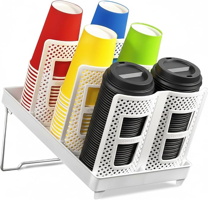 6-Slot Paper Cup and Lid Holder, Disposable Coffee Cup Dispenser, Upright Paper by Wymulot