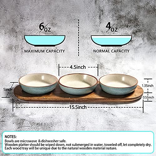 Artena 6oz Turquoise Solid Ceramic Chips and Dip Serving Platter with