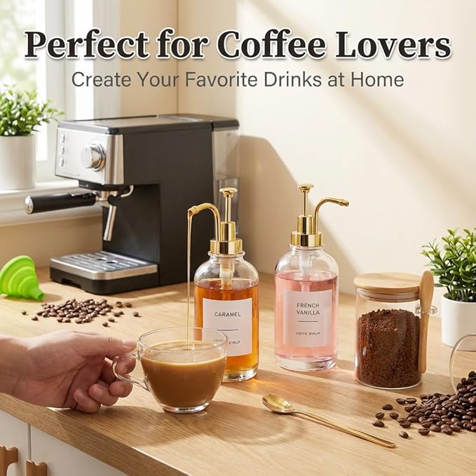 Coffee Bar Accessories, Coffee Syrup Dispenser-2 Pcs16.9 oz, Syrup Pump - Image 6