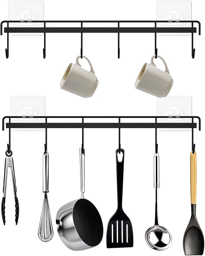 Kitchen Utensil Hanger, Adhesive Utensil Holder Wall Mount Kitchen Rack Rail by HOMEBROS