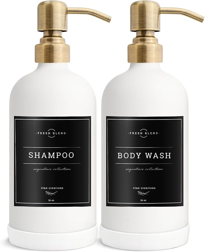 Vine Creations White Glass Soap Dispenser, 2 Pack Kitchen Soap Dispenser Set - Image 7