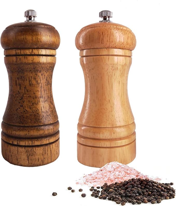 Salt and Pepper Grinders Set, Ouktor Manual Wooden Salt and Pepper Mills Shakers by ouktor
