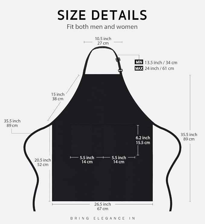 Syntus 12 Pack Bib Apron, Unisex Aprons Adjustable Thicker Version Waterdrop - Image 2