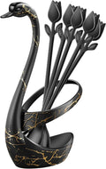 Black Small Coffee Spoon Holder Set, Swan Base by SGvrPvz