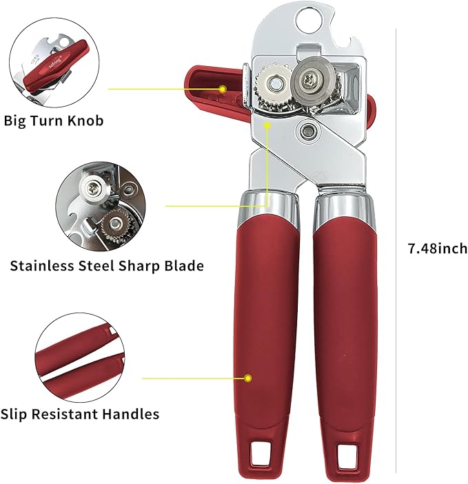 Safring Can Opener Manual, Handheld Strong Heavy Duty Stainless Steel Can Opener - Image 3