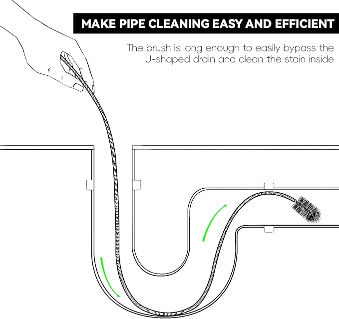 Flexible Drain Brush, 66 Inch Long Double Ended Hose Pipe and 58 Inch Tube - Image 8