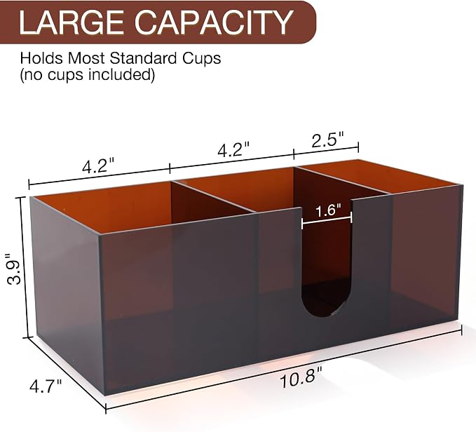 Acrylic Coffee Cup Holder for Countertop, 3 Slots Acrylic Coffee Bar - Image 2