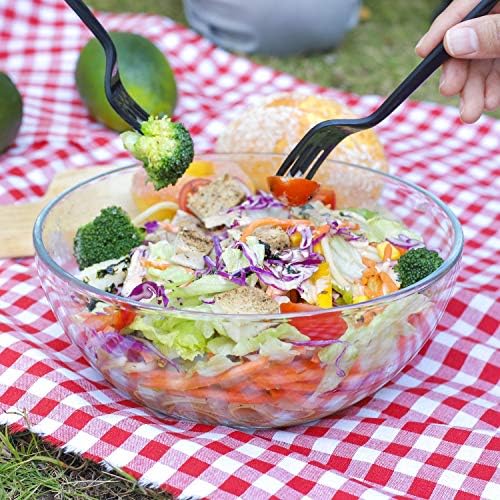 FOYO 8-inch Round Tempered Glass Bowl for Mixing Salad or Cereal, Set