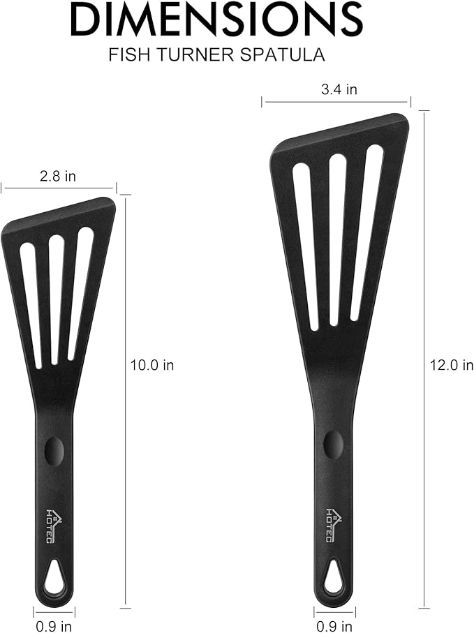 HOTEC 600℉ Heat Resistant Silicone Slotted Fish Turner Spatula Set, BPA Free - Image 2