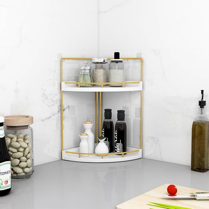 Dorhors 2-Tier Bathroom Counter Organizer, Vanity Counter Corner Shelf - Image 6