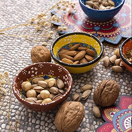 Turkish Ceramic Pinch Bowls Set of 6 – Small Dipping Bowls for