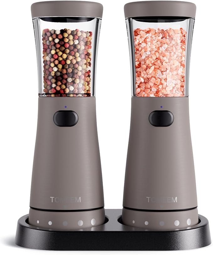 Electric Salt and Pepper Grinder Set by Tomeem