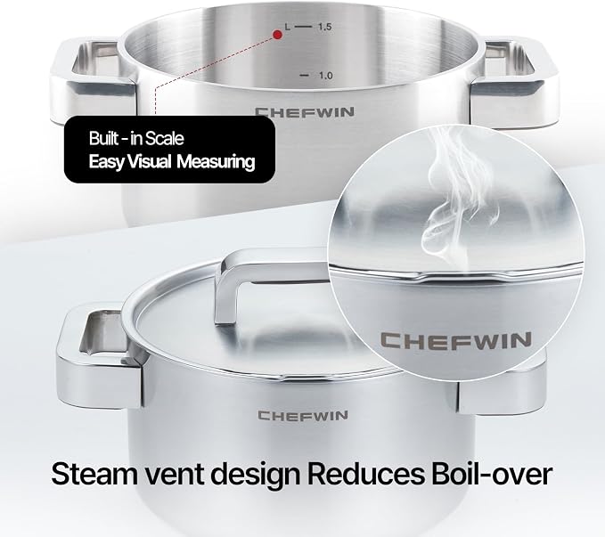 316 Stainless Steel 1.9 Quart Durable Sauce Pot - Image 7