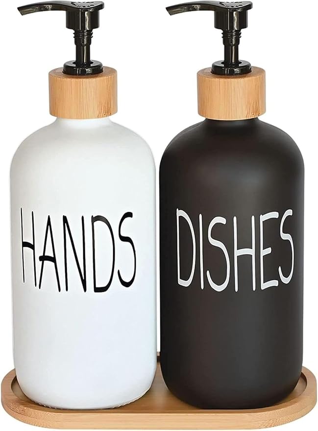 Glass Soap Dispenser Set, Hand Soap and Dish Soap Dispenser by DIDROOM