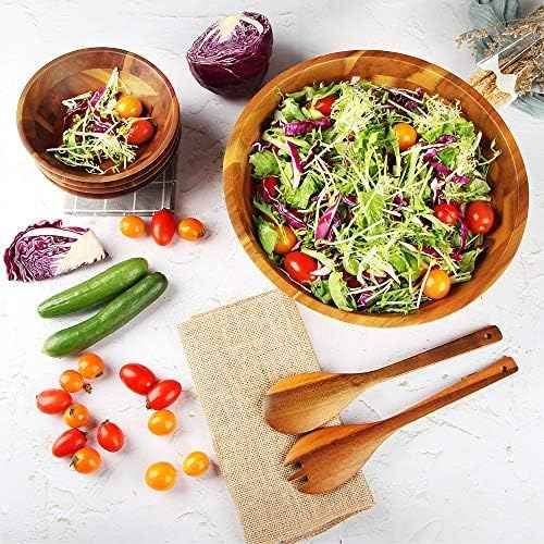 AIDEA Salad Bowls, Wooden Salad Bowls Set, Large Acacia Wood Serving