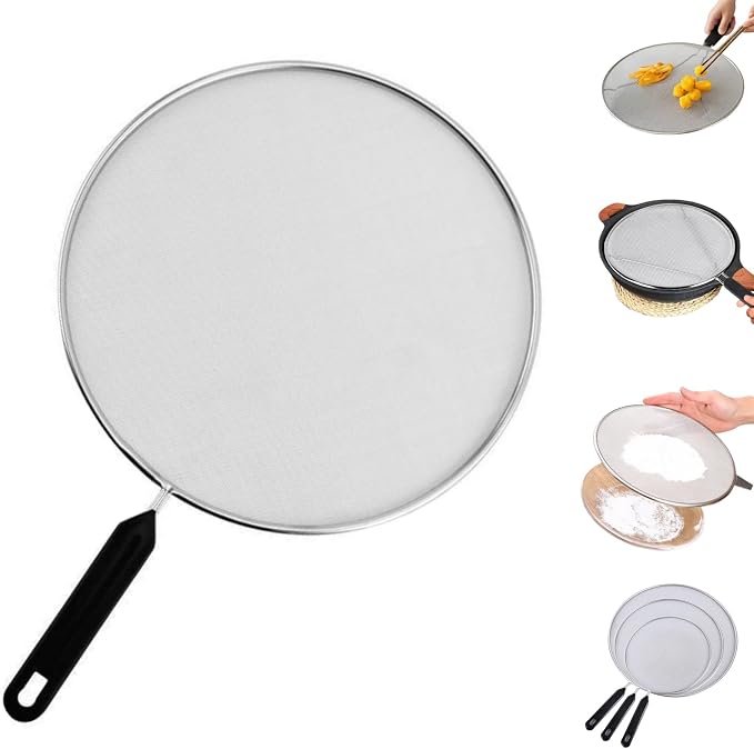 Splatter Screen for Frying Pan, Stainless Steel Grease Splatter Guard Splatter by HISKI