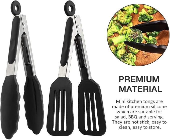 Mini Silicone Tongs Set of 2, Small Serving Tongs - Image 5