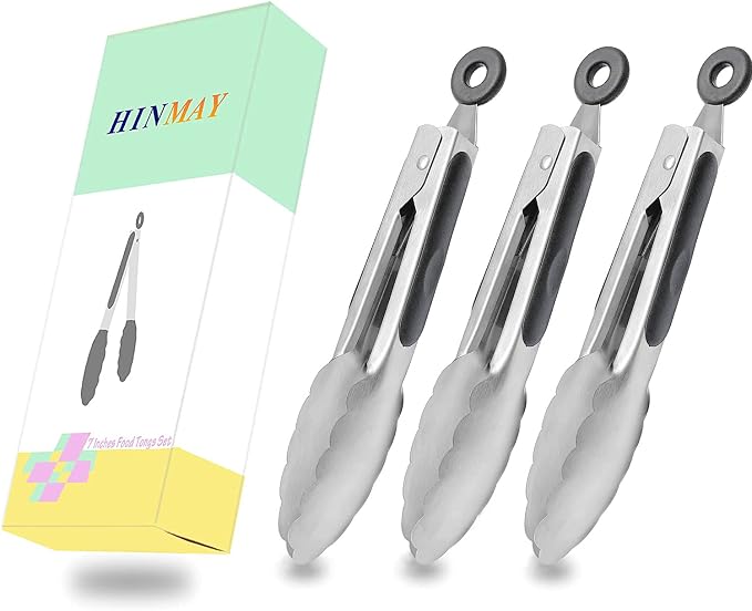 HINMAY Small Stainless Steel Serving Tongs 7-Inch Mini Food Tongs - Image 7