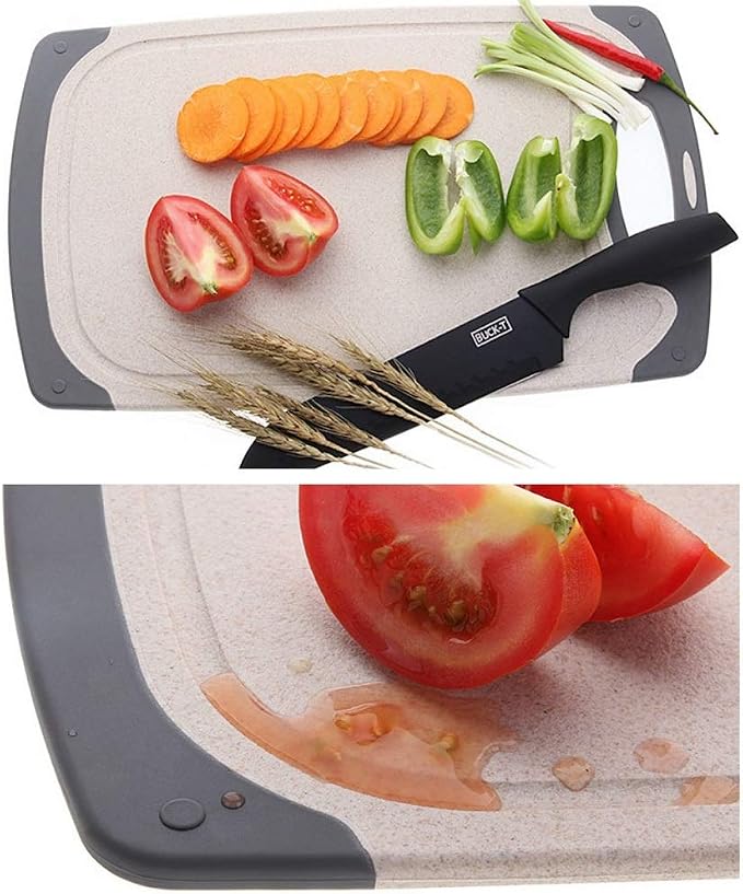 FLYINGSEA Cutting Boards For Kitchen, Anti-Skid Eco-Wheat Straw Cutting Board - Image 6