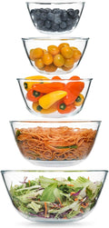 5pc Glass Mixing Bowls Sets, Glass Nesting Kitchen Thick Bowl by Cuiselect