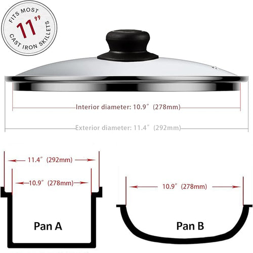 11 Inch Pan Lid Tempered Glass Pot Lid Replacement Glass Cover - Image 2