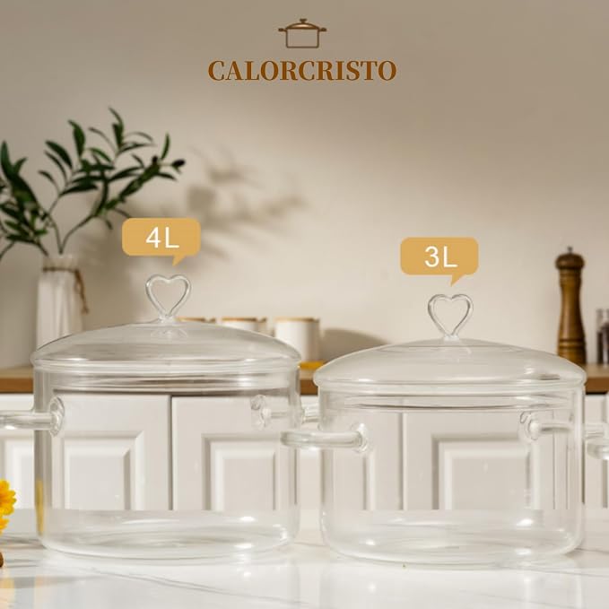 4 L Glass Cooking Pot with Lid, Glass Simmer Pot, Save Energy, Heat Resistant - Image 4